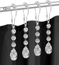 Shower Curtain Hooks Rings for Bathroom, 12PCS Gemstone Crystal Bead Water Drop Stainless Steel Rust Resistant Clear Shower Curtain Rings (Clear)