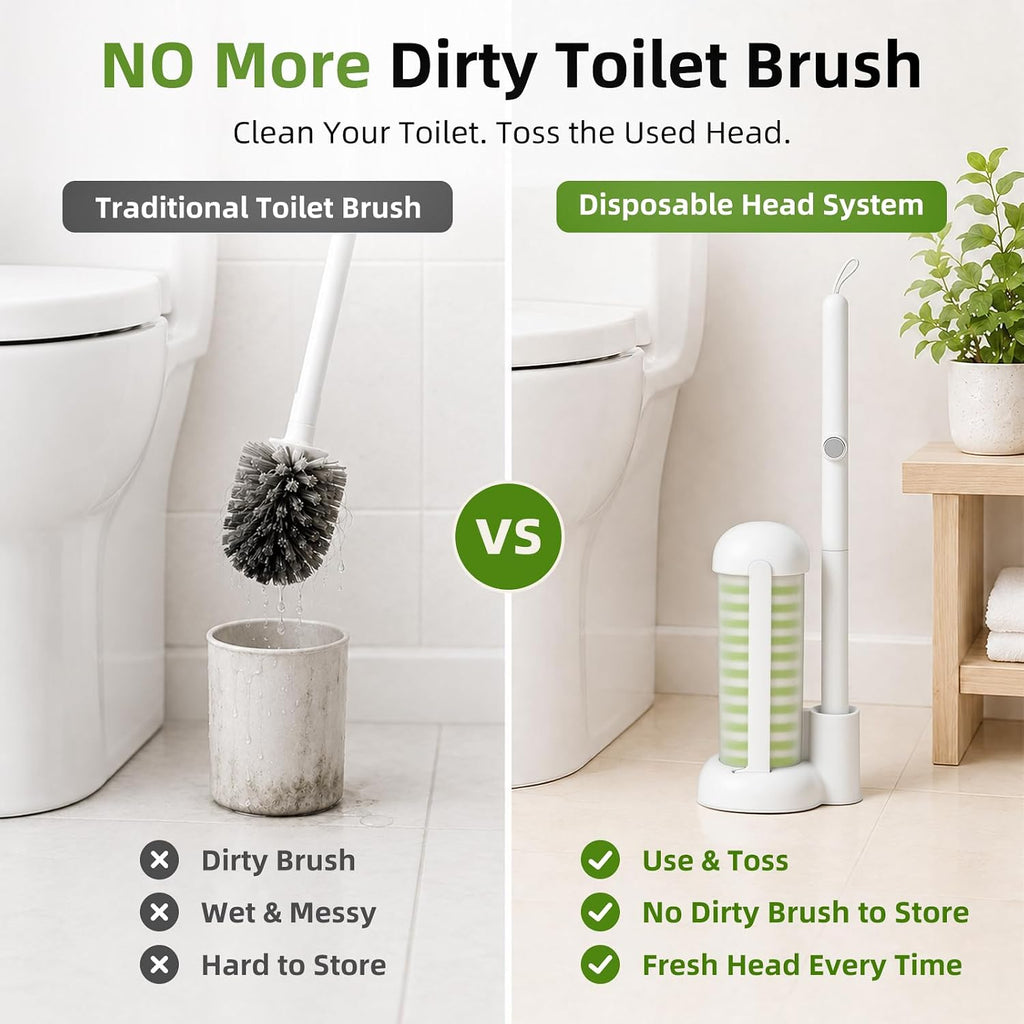 JUDRDO Disposable Toilet Brush Cleaning System (1 Brush+36 Green Refills)