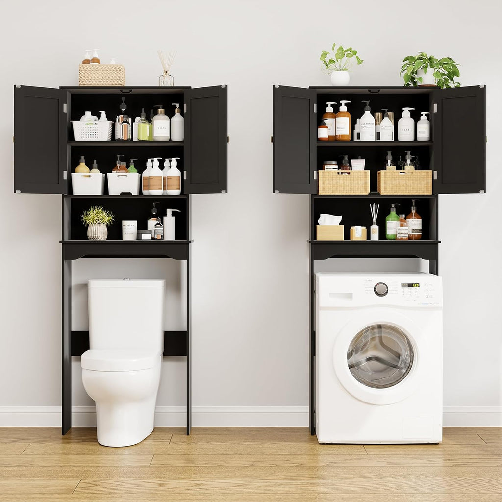 RRX Over The Toilet Storage Cabinet, Bathroom Above Organizer (Black)