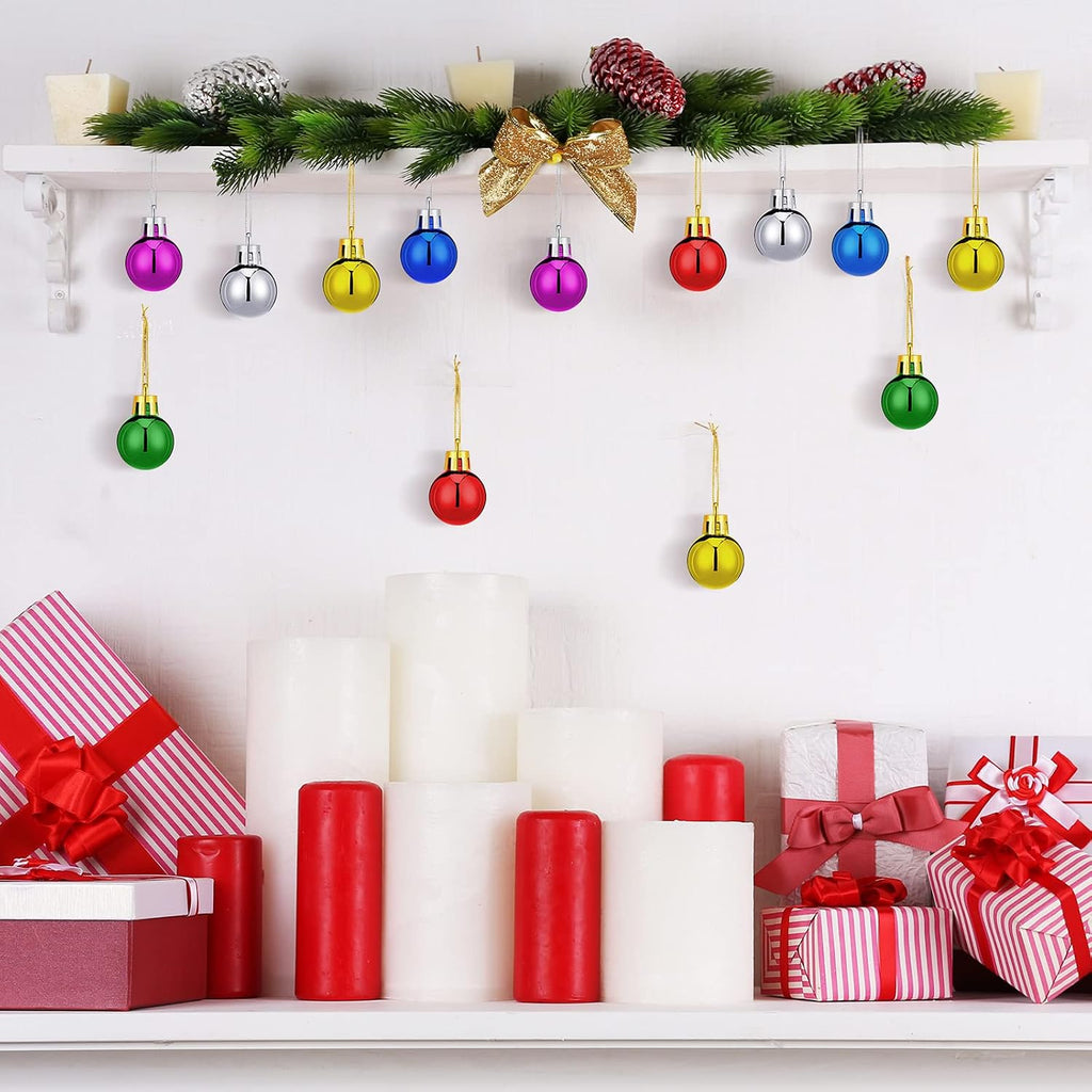 Sumind 80 Pcs Mini Christmas Ball Ornaments 1 Inch Glitter Smooth Ball