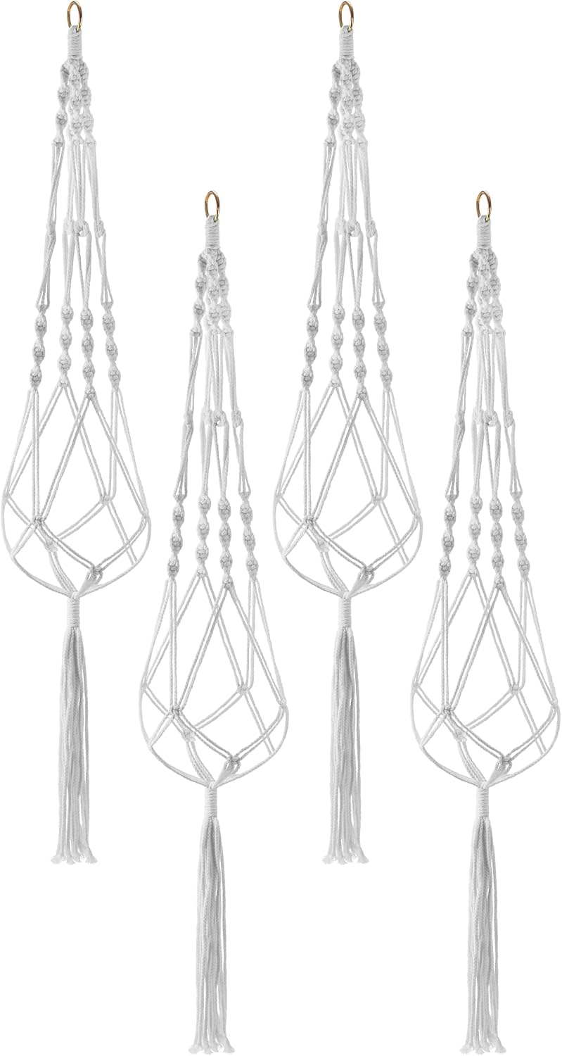 Sorbus Macrame Plant Hanger [4 Pack] Indoor Outdoor Hanging Plant Pots Cotton Rope, Elegant for Home, Patio, Garden