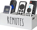 Remote Control Holder for Table, Wooden TV Remote Holder, Remote Storage Box Organizer, Remote Caddy for Bedside, Couch- White (3 Compartments)
