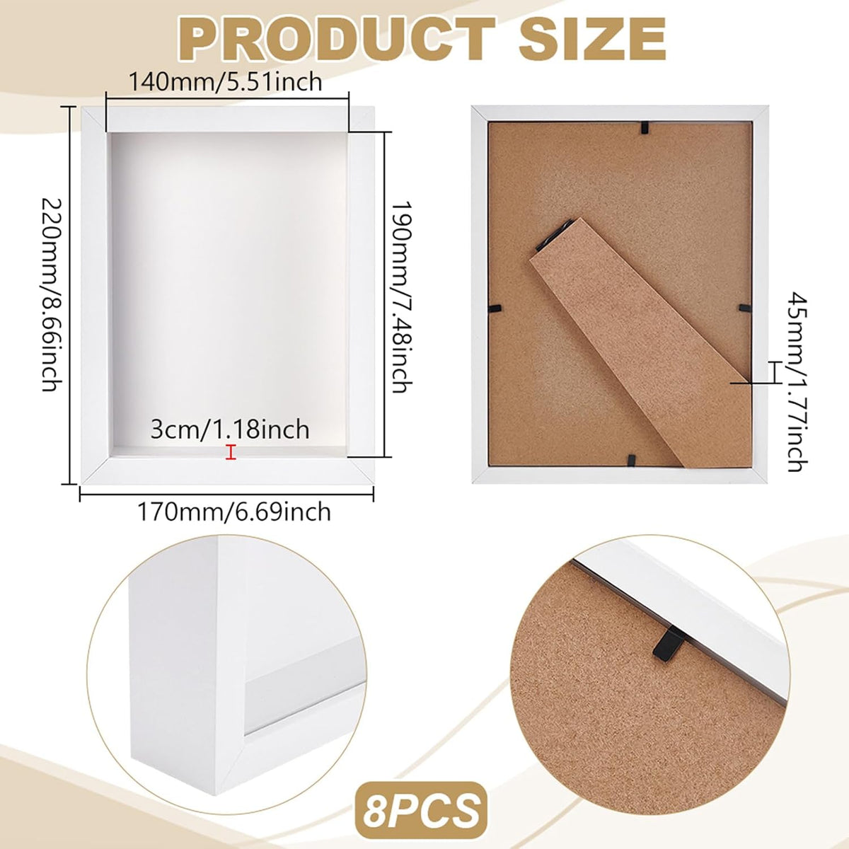 8 Pack 6x8 Inch Shadow Box Picture Frame, 3D Frames Shadow Box