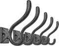 Ambipolar 5-Pack Antique Black Wall Hooks, Vintage Modern Farmhouse Style, Decorative Cast Iron Wall-Mounted Hooks, Heavy Duty Hooks for Mudroom, Bedroom, Hallway