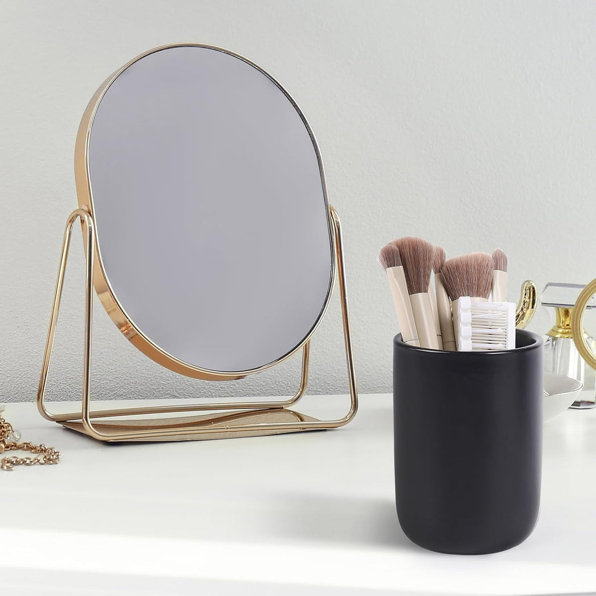 BosilunLife Ceramic Toothbrush Holder (Black, Cylinder)