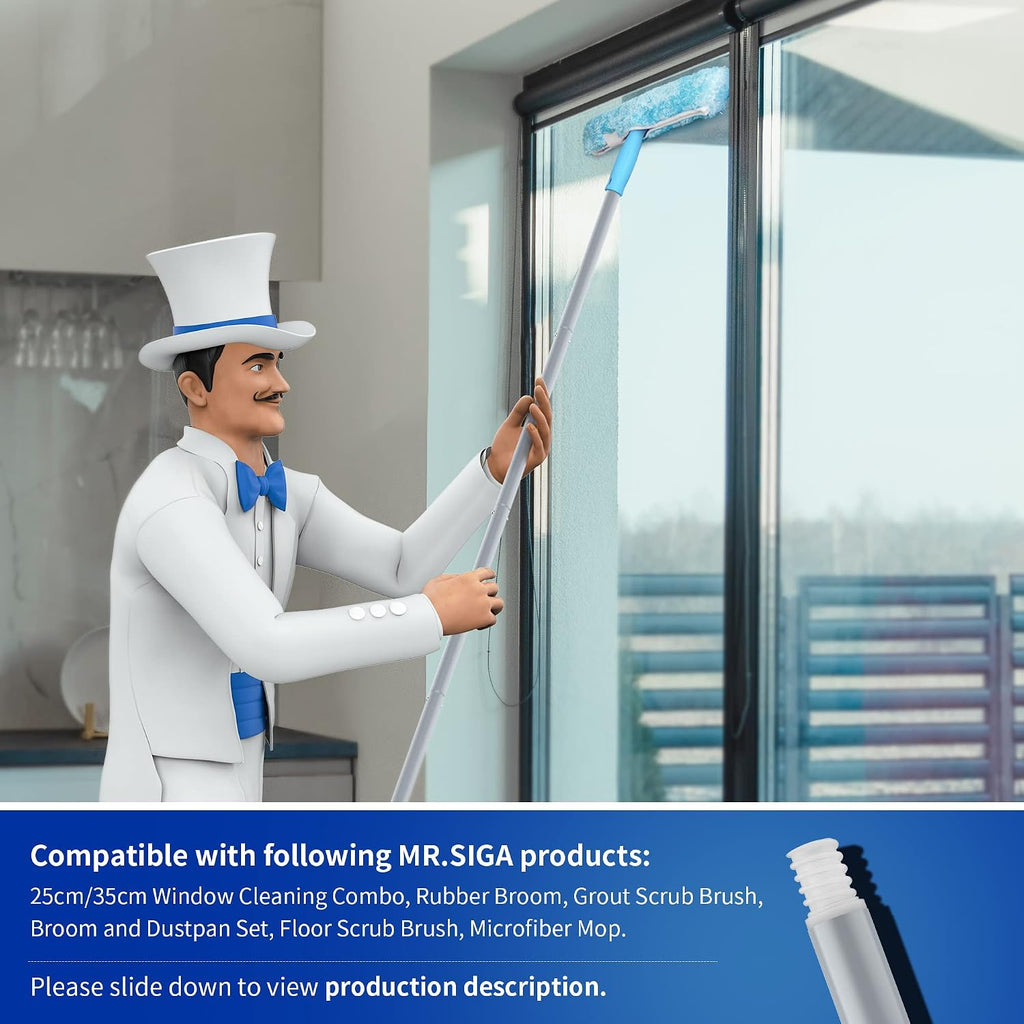 MR.SIGA Window Squeegee Extension Pole, 4 Pieces Aluminum Pole, 54.3 inch