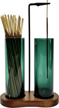 Emerald Green Incense Holder, Incense Sticks Burner Holder with Storage,Hang Upside Down Incense Holder for Sticks with Glass Ash Catcher for Room Decor (Dark Emerald)