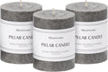 3x4 Inch Grey Pillar Candles Set of 3, Hand-Poured Unscented Pillar Candles