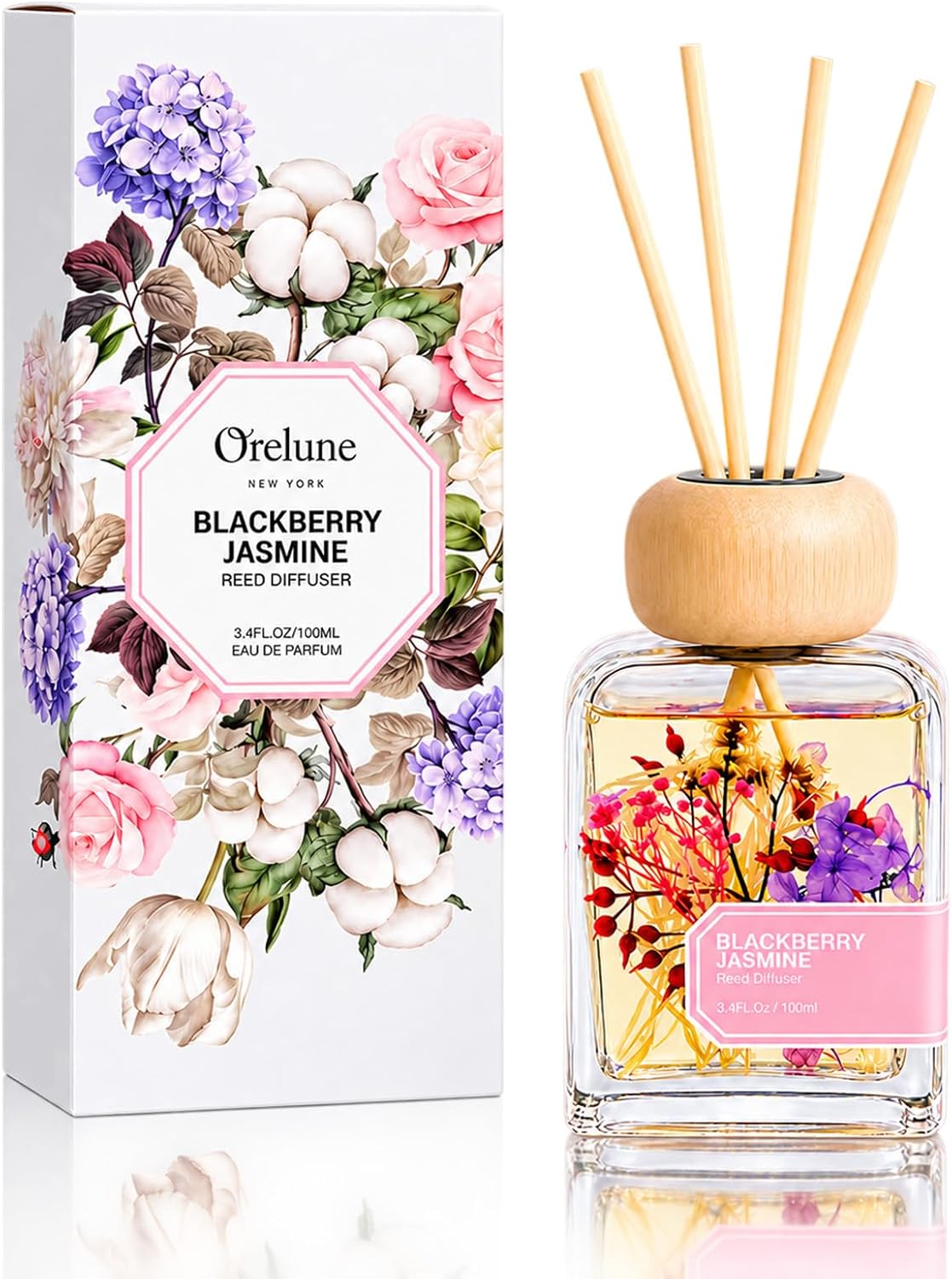 BlackBerry Jasmine Reed Diffuser, 3.4fl oz Room Diffuser Gift Box