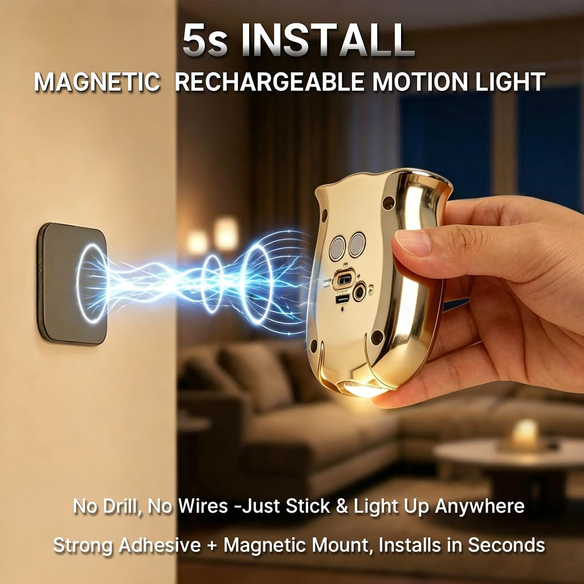 Motion Sensor Wall Light: Cute Rechargeable Lights 2 Pack