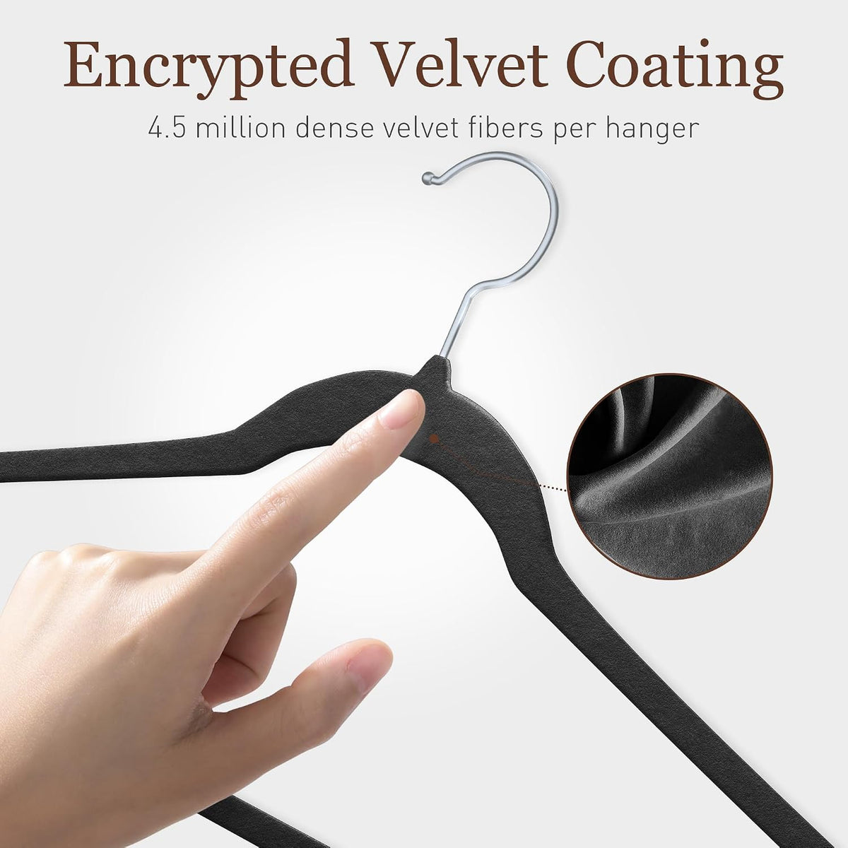 Velvet Hangers 100 Pack, 17.5" Non-Slip Clothes Hangers, Black