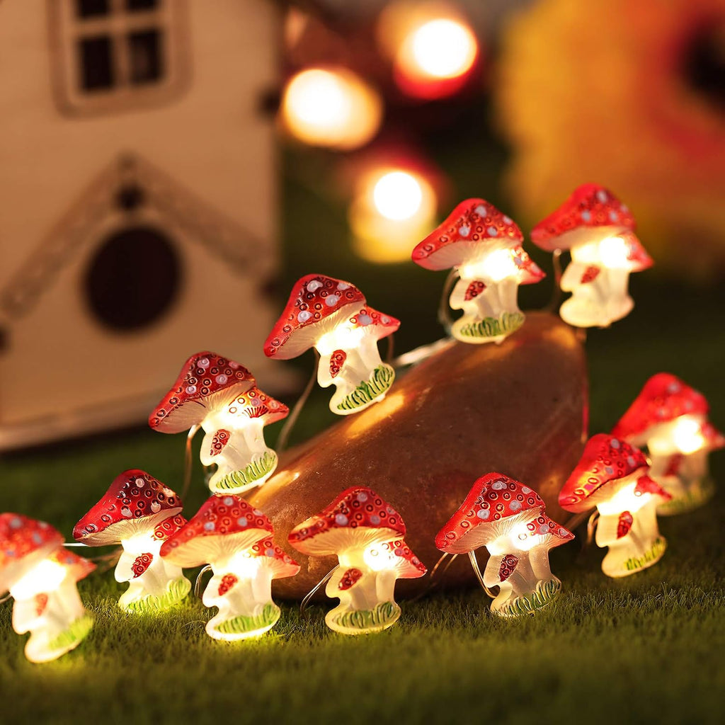 Mudder 1 Pack Mushroom String Lights Cottagecore Decor, 10FT 40LEDs 8 Modes