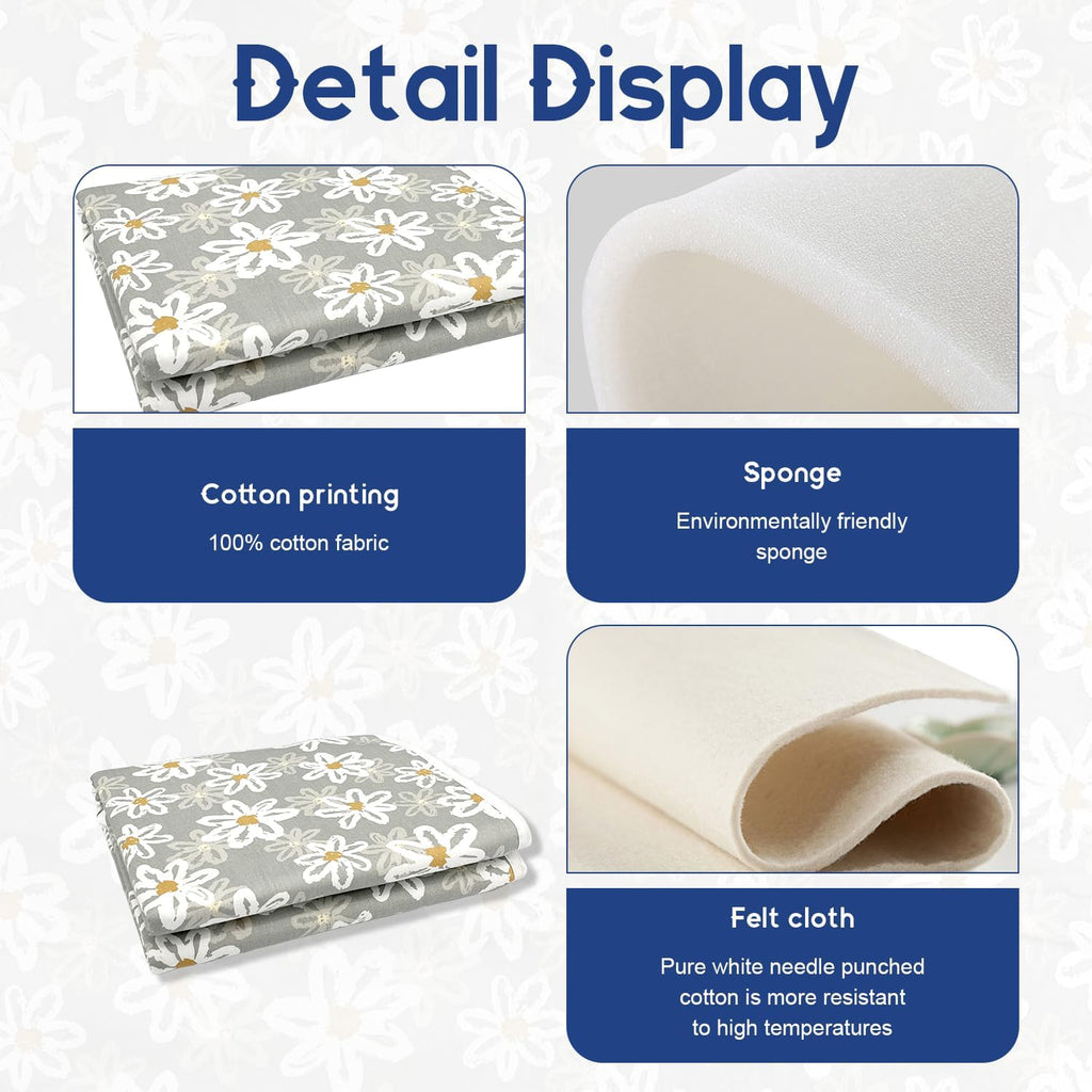 Portable Ironing Mat for Desktop, 3mm Thick Padding & Heat Resistant Cover for Steam Iron, Quilting & Travel – Foldable Ironing Board Alternative (Floral)