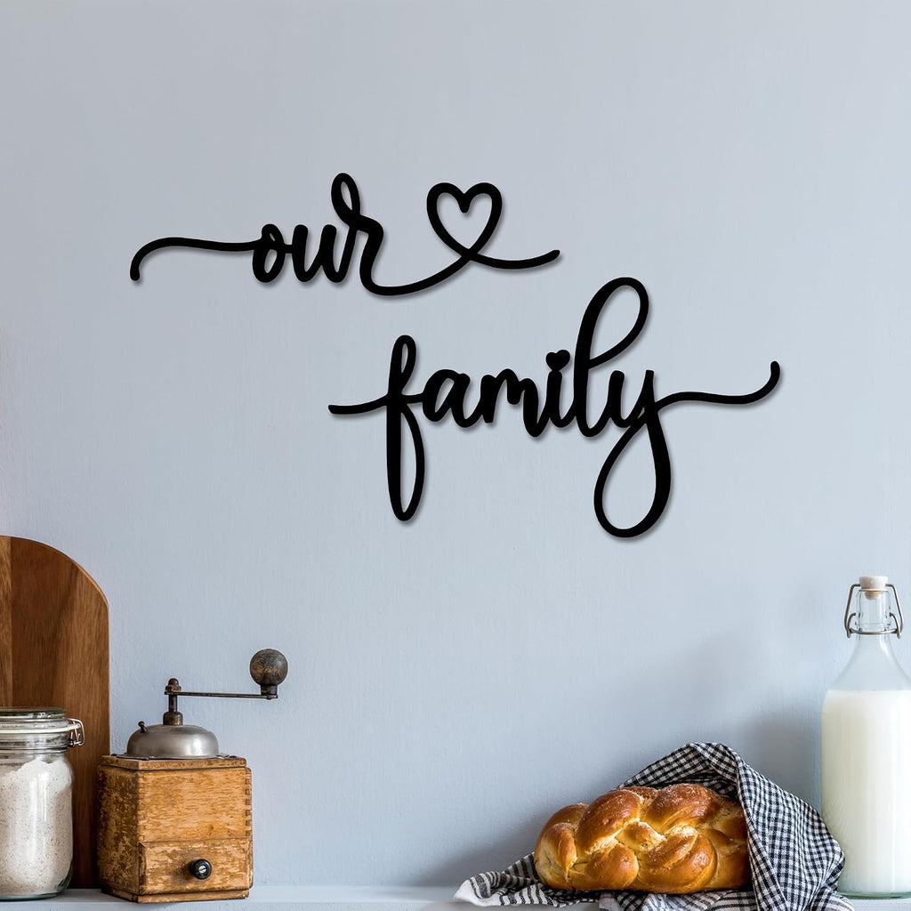 Rajukit Our Family Metal Wall Decor Sign for Home