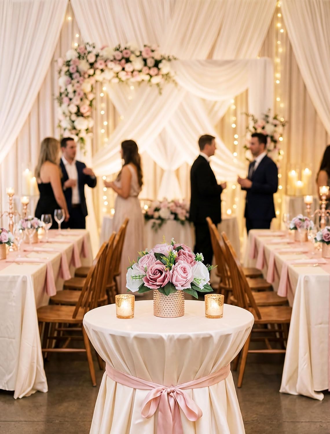 BLOSMON Dusty Rose Flowers Centerpieces: 6 Pcs Pink Roses Artificial Flowers Balls for Wedding Dinning Table - Fake Silk Kissing Floral Arrangement for Home Party Event Decor