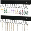 2-Pack Necklace Holder Wall-Mounted Wooden Jewelry Organizer with 28 Hooks