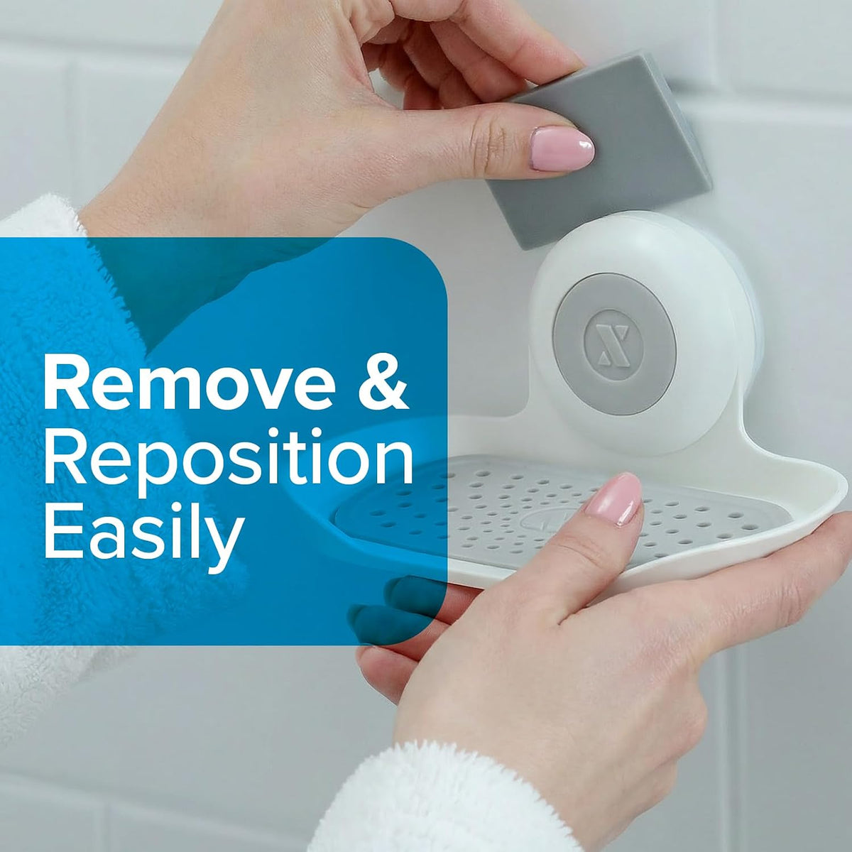 SlipX Solutions Strong Hold Suction Cup Soap Dish for Shower, White, 2-Pack