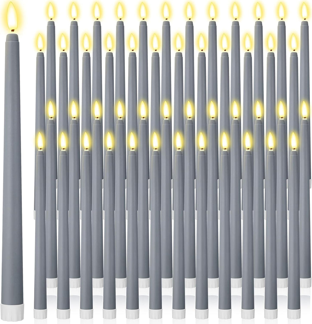 Handepo 48 Pack Flameless LED Taper Candle, Dusty Blue, 11 Inch