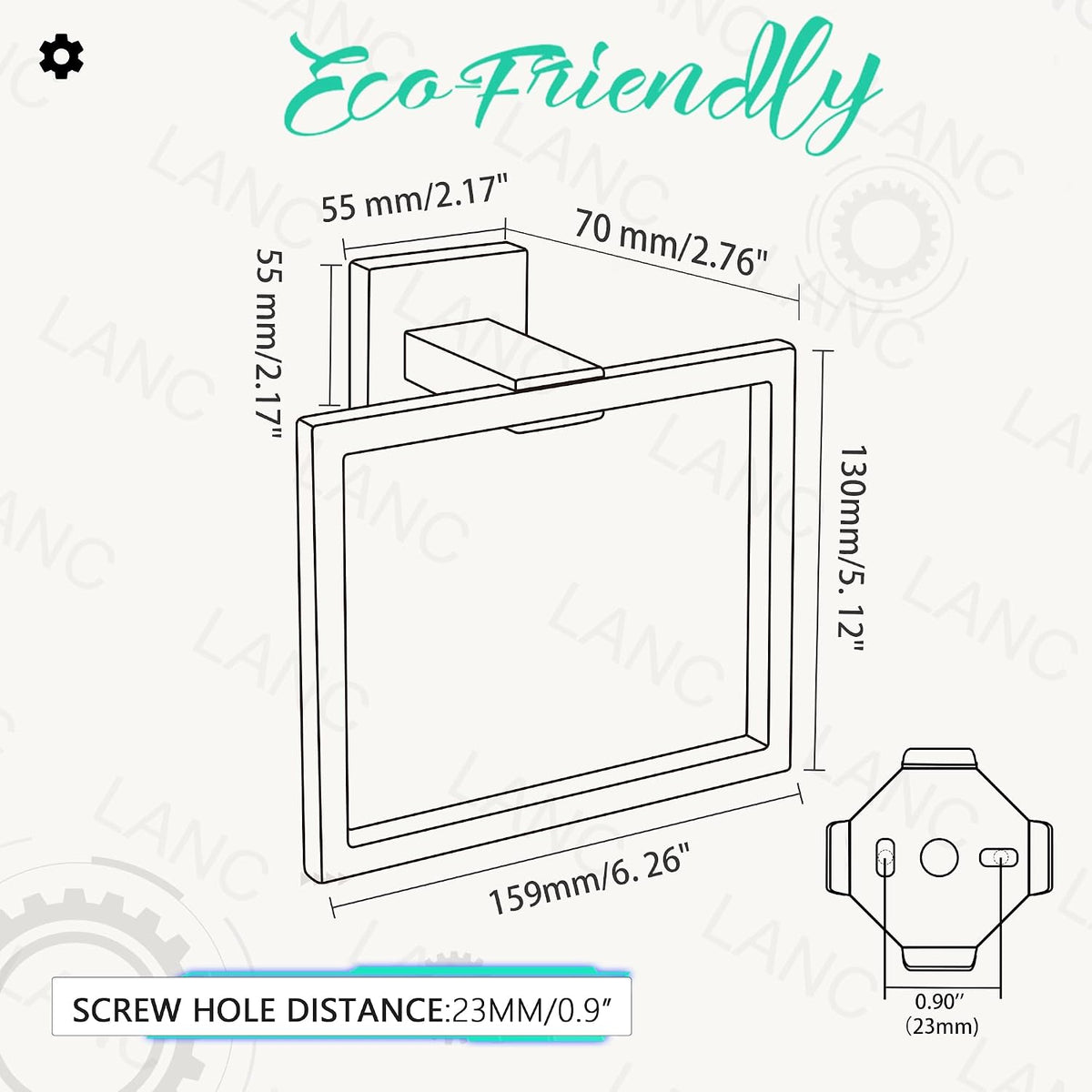 LANC Hand Towel Rings for Bathroom Wall Mount Chrome Polished Square Hand Towel Holder for Lavatory Bathroom Hardware Accessories Stainless Steel Modern Style Shower Towel Towel Racks Hanger, A8896CP