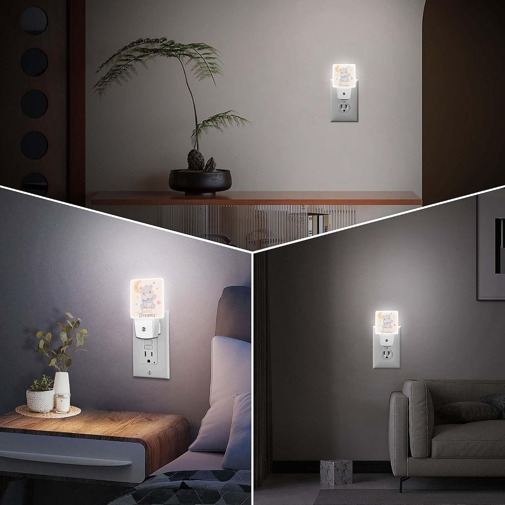 LED Night Light Lamp with Smart Sensor Dusk to Dawn Sensor,Cute Hippo Cartoon Night Light Daylight White,0.5W Plug-into Wall for Adults,Bedroom,Bathroom,Hallway,Kitchen