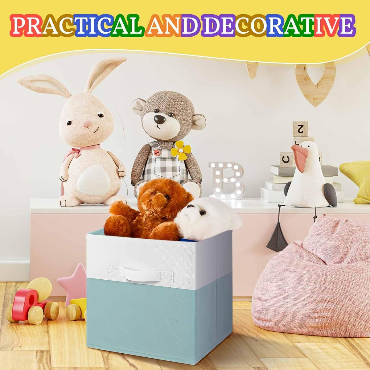Yinder 6 Pcs Cube Storage Bin Macaron Color 10.5''x10.5''x11'' Storage Cube