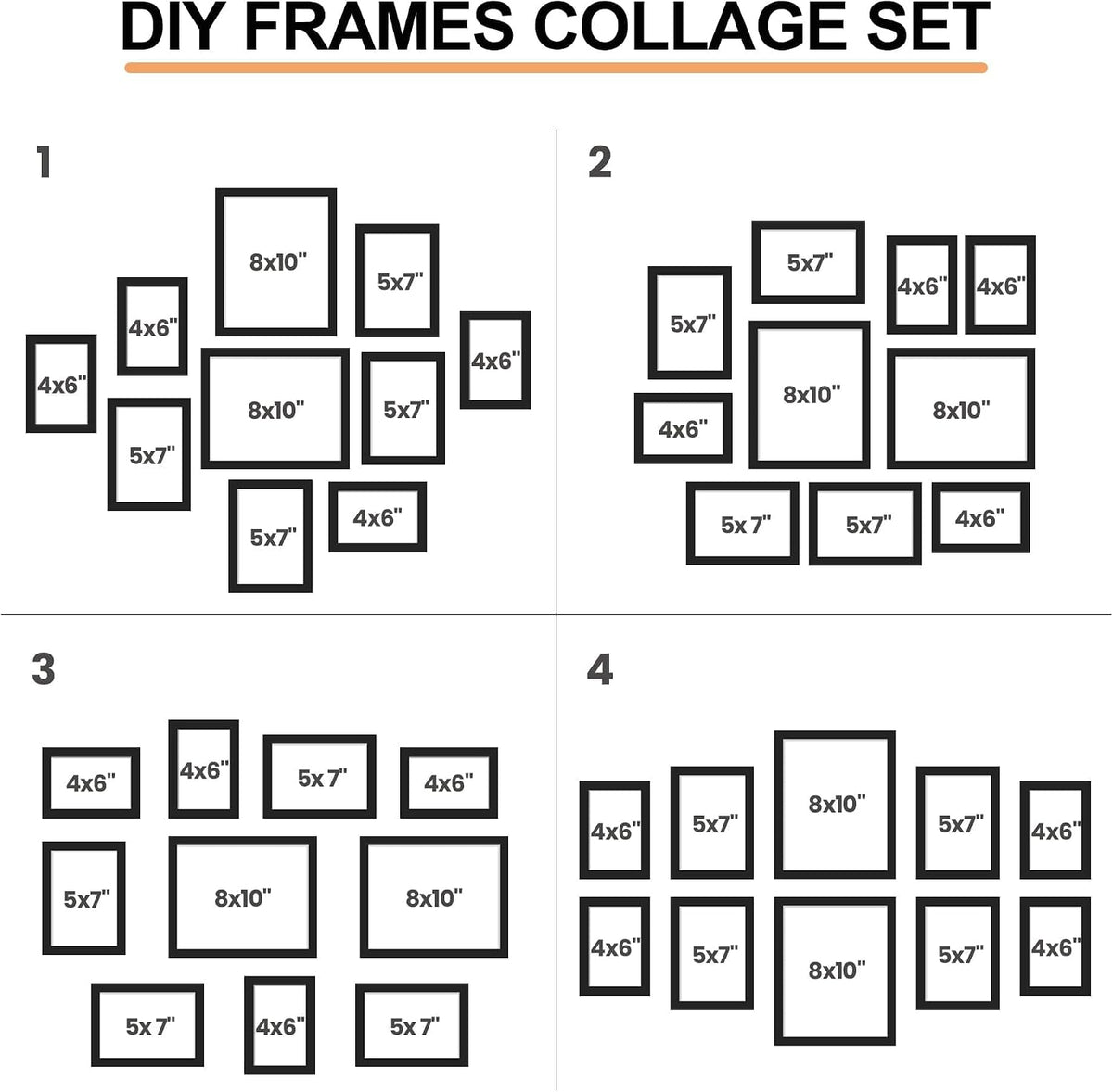 iRahmen Collage Picture Frames Set of 10,HD Real Glass,Rustic Wood,Brown