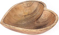 WitnyStore Heart Shaped Wood Bowl 8" Brown Handcrafted Wooden Bowls Collectible Functional Serving Tray Dish Plate Hand Made Decorative Tableware for Candy Nuts Desserts Fruit Home Décor Accents Gifts