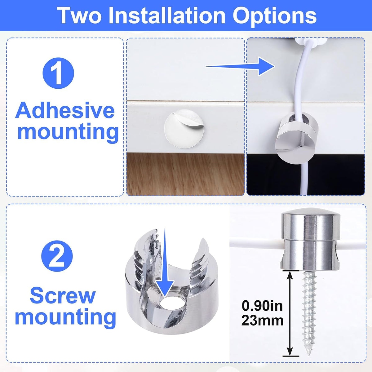 SmallCat 5 Sets Charger Holders for Cords, Silver Cable Anchor Holders