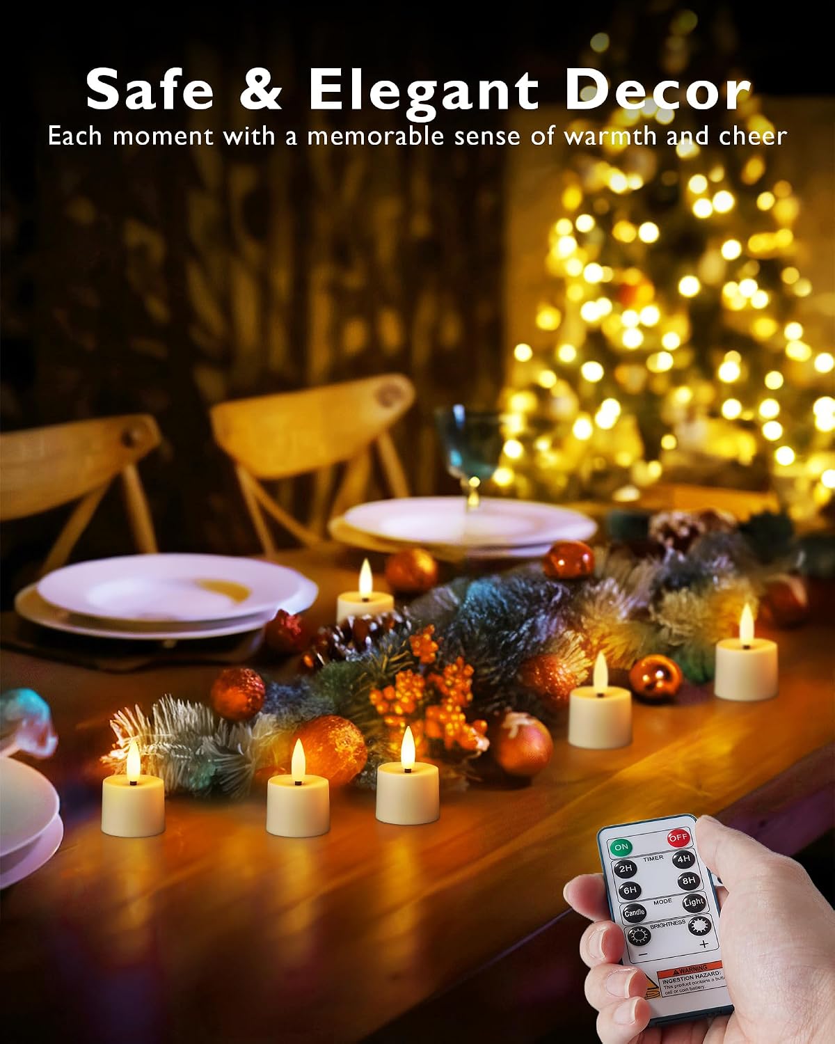 BEICHI 12Pack Rechargeable Flameless Tea Lights Candles with Remote&Timer