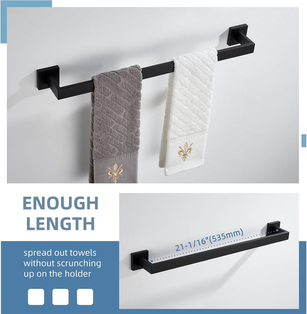 Angle Simple 23.74 Inches Towel Bar, Bathroom Towel Holder, Matte Black