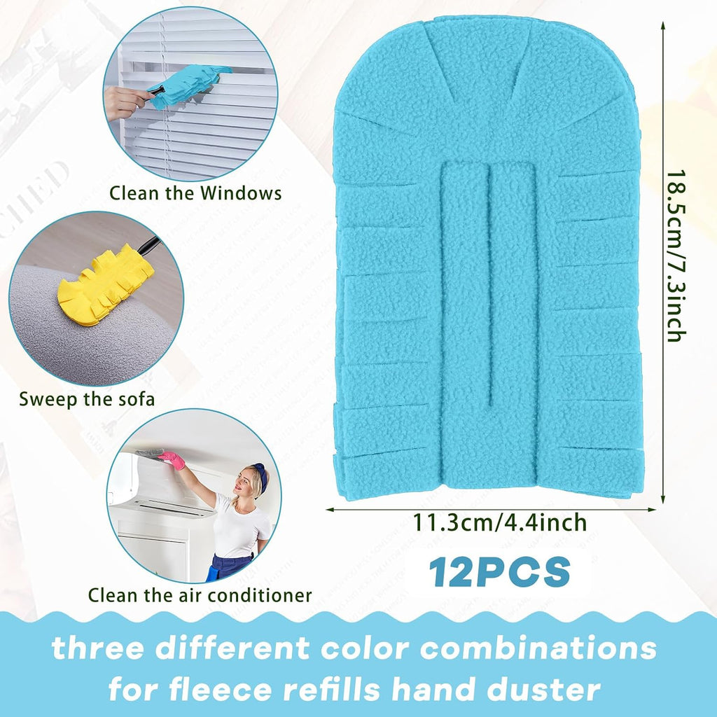12 Pcs Reusable Duster Refills Washable Pads, Yellow,Grey, Turq