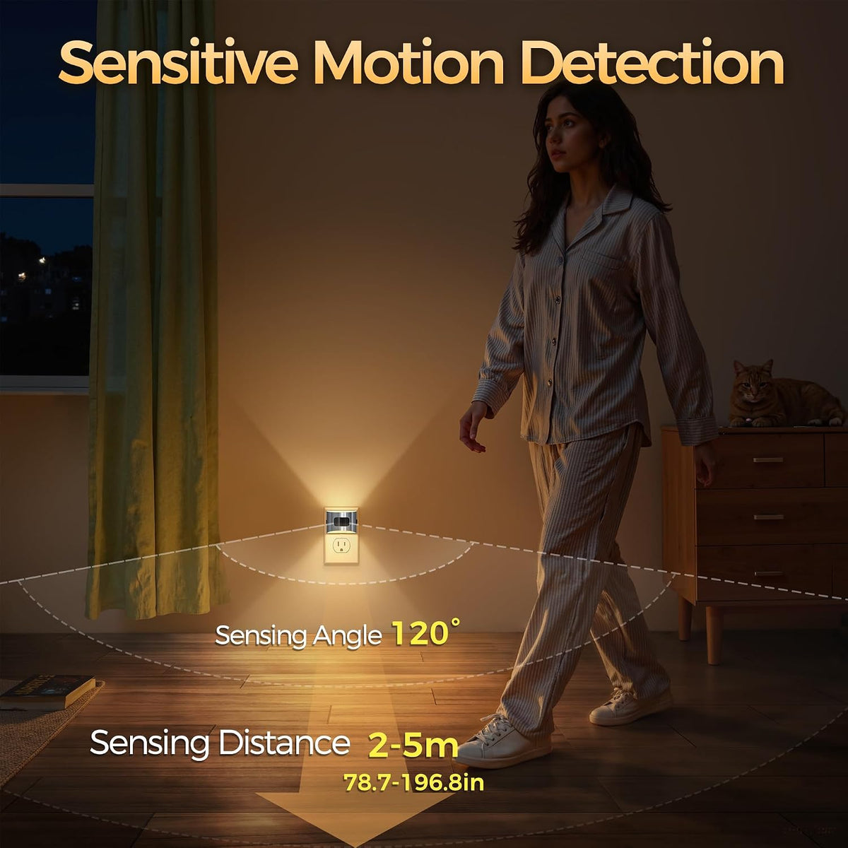 DORESshop Motion Sensor Night Light, Night Lights Plug into Wall, 3000K