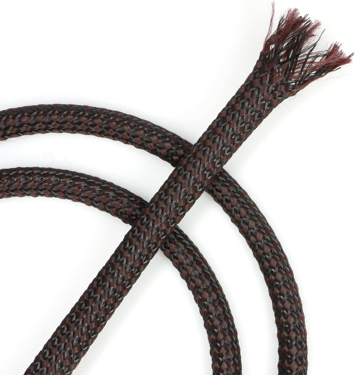 Expandable Braided Cable Sleeve, PP Yarn + PET Braided Expandable Sleeving Cable Management Protection High Density PET Wire Cover Sheath for Cables (Brown Black, 8mm (5/16")-19ft)