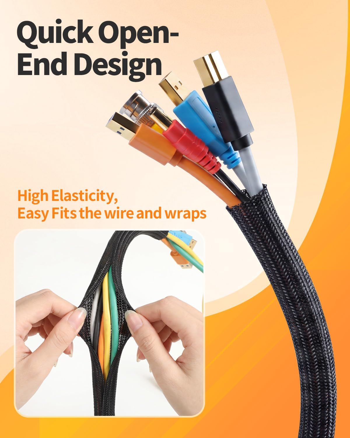 30ft Wire Loom Automotive, 1/2in Cord Protectors from Pets no Chew, Black