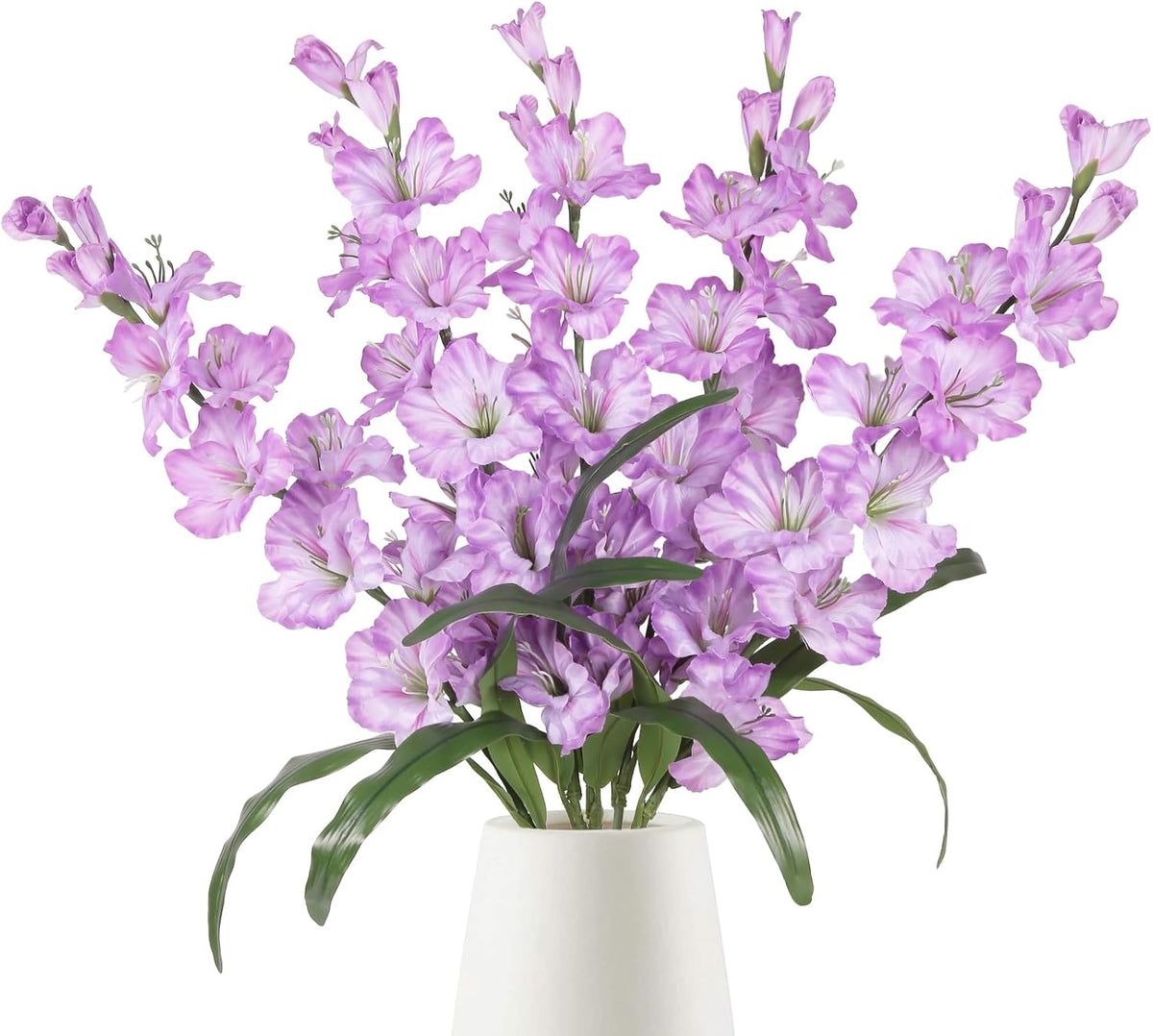 IPOPU Purple Artificial Gladiolus Flowers 5PCS Lavender Flowers Artificial Gladiolus 33" Long Stem Artificial Flowers for Tall Vase Wedding Home Party Table Floral Arrangement (Light Purple)