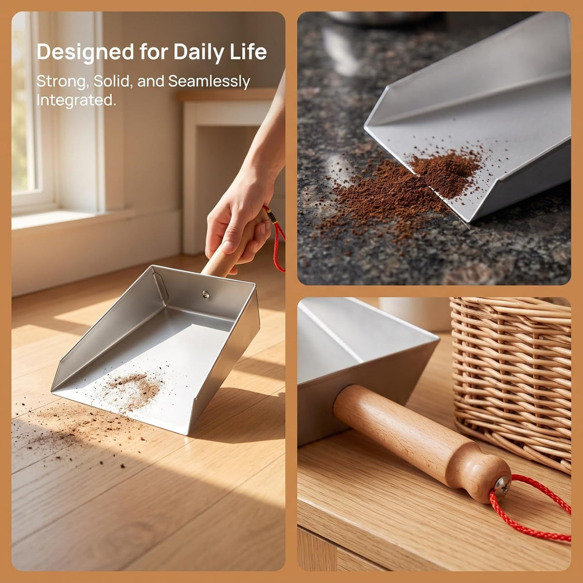 NOLITOY Dust Pan Stainless Steel for Tabletop Counter Cleanups, 8.45 Inches