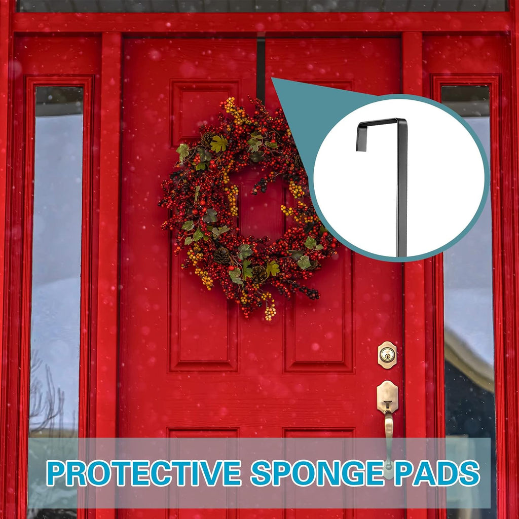 Sratte 8 Pcs Christmas Wreath Hangers for Front Door 14 Inch, Black