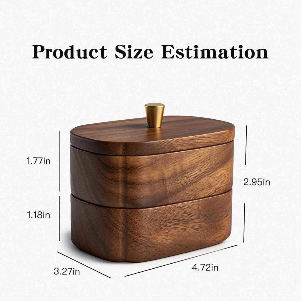 Acacia Wood Qtip Holder - Elegant Wooden Bathroom Canisters & Multi-Functional Bathroom Canister for Cotton Swabs, Dental Floss, and Bathroom Essentials