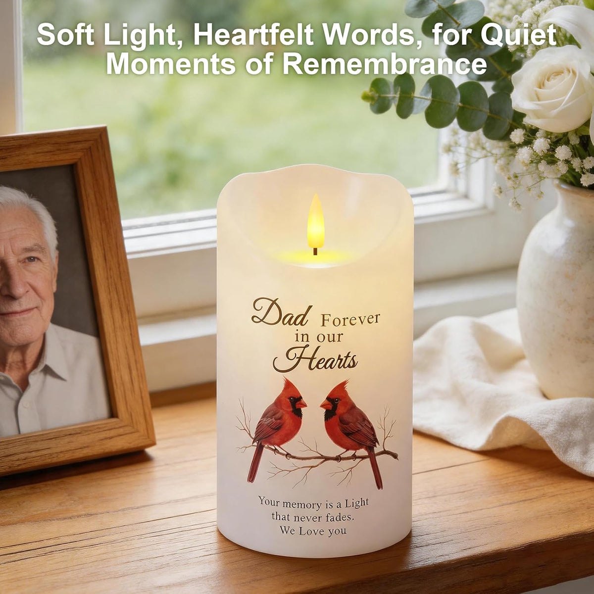 Homemory Cardinal Memorial Candle Sympathy Gifts for Loss of Loved One, Dad