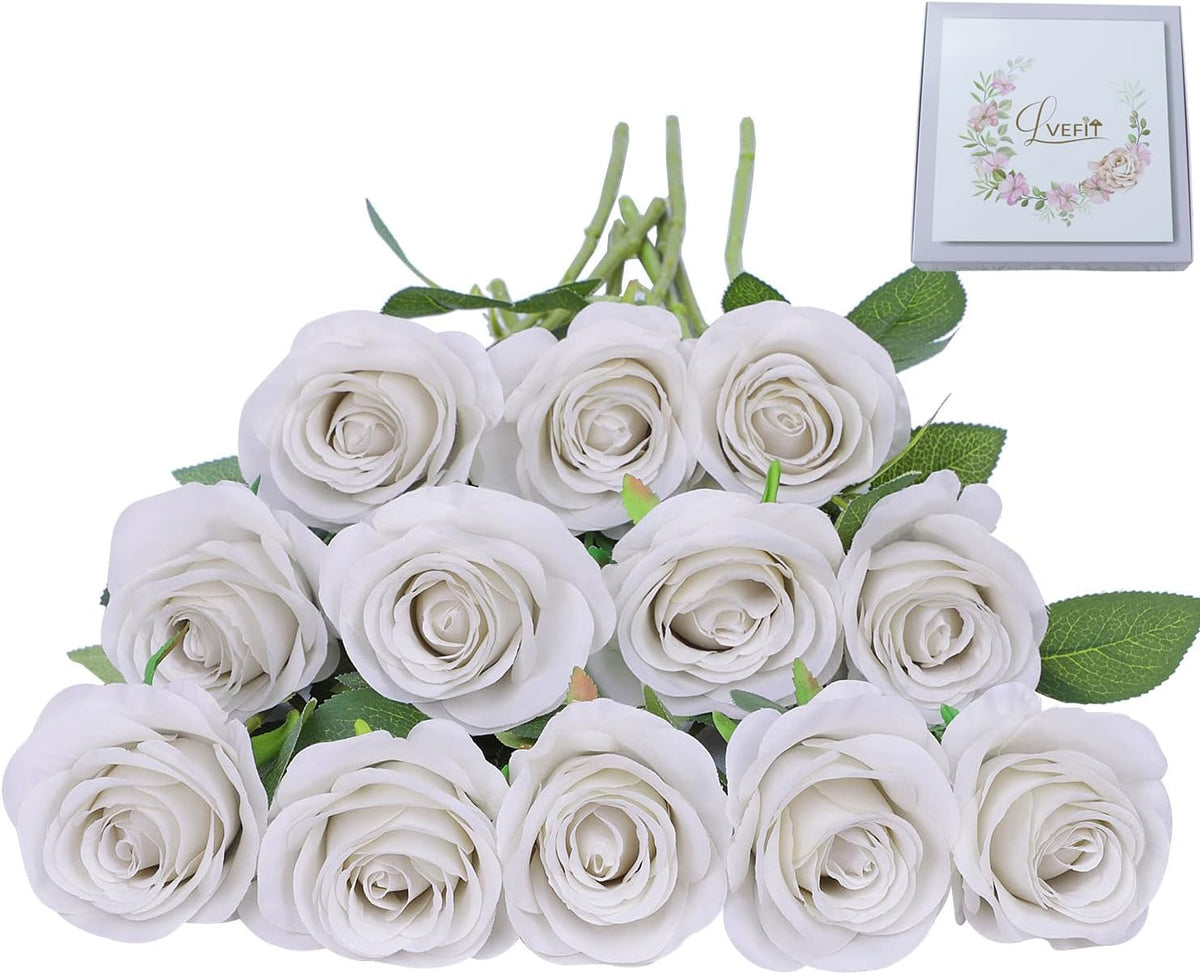 LVEFIT Artificial 12 Pcs Nude Fake Roses Flowers Artificial Flowers