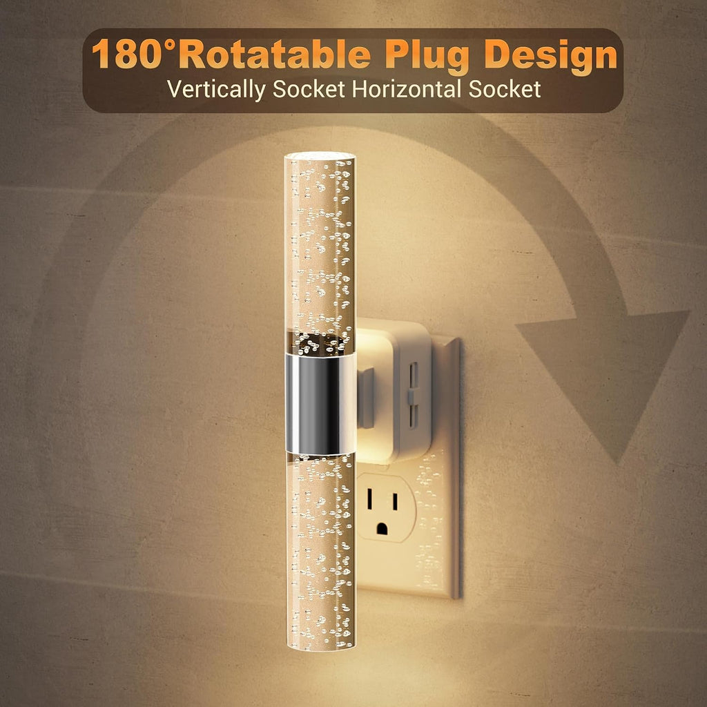 JandCase Night Lights Plug into Wall, 180° Rotating 2 Pack 3000K Soft Light