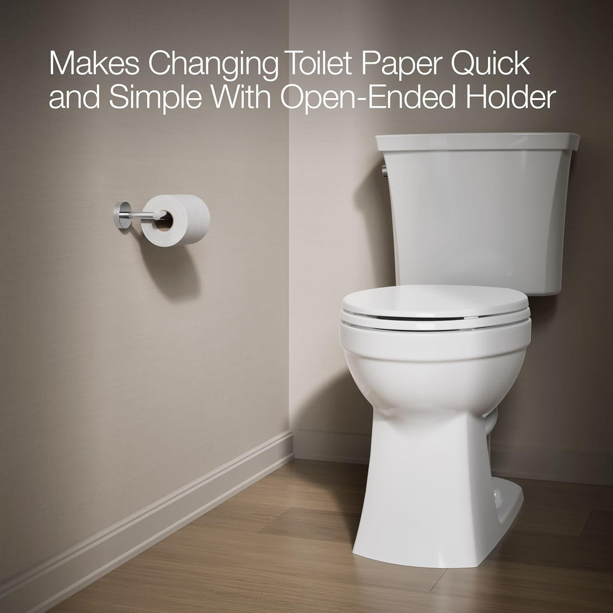 KOHLER K-27292-CP Elate Toilet Paper Holder, Minimalist Design, Premium Durable Metal, Corrosion Resistant, Polished Chrome