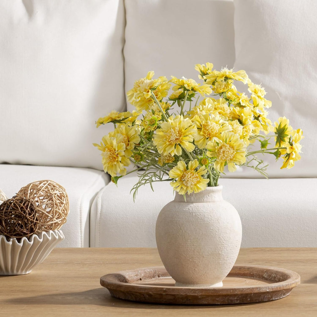 Ceramic Flower Vase, Flower Vase Rustic Farmhouse Decorative Vase Floral Pottery Vases for Home Decor Table Living Room Entryway Mantel Bookshelf Bedroom Bathroom Kitchen - 7.4" W