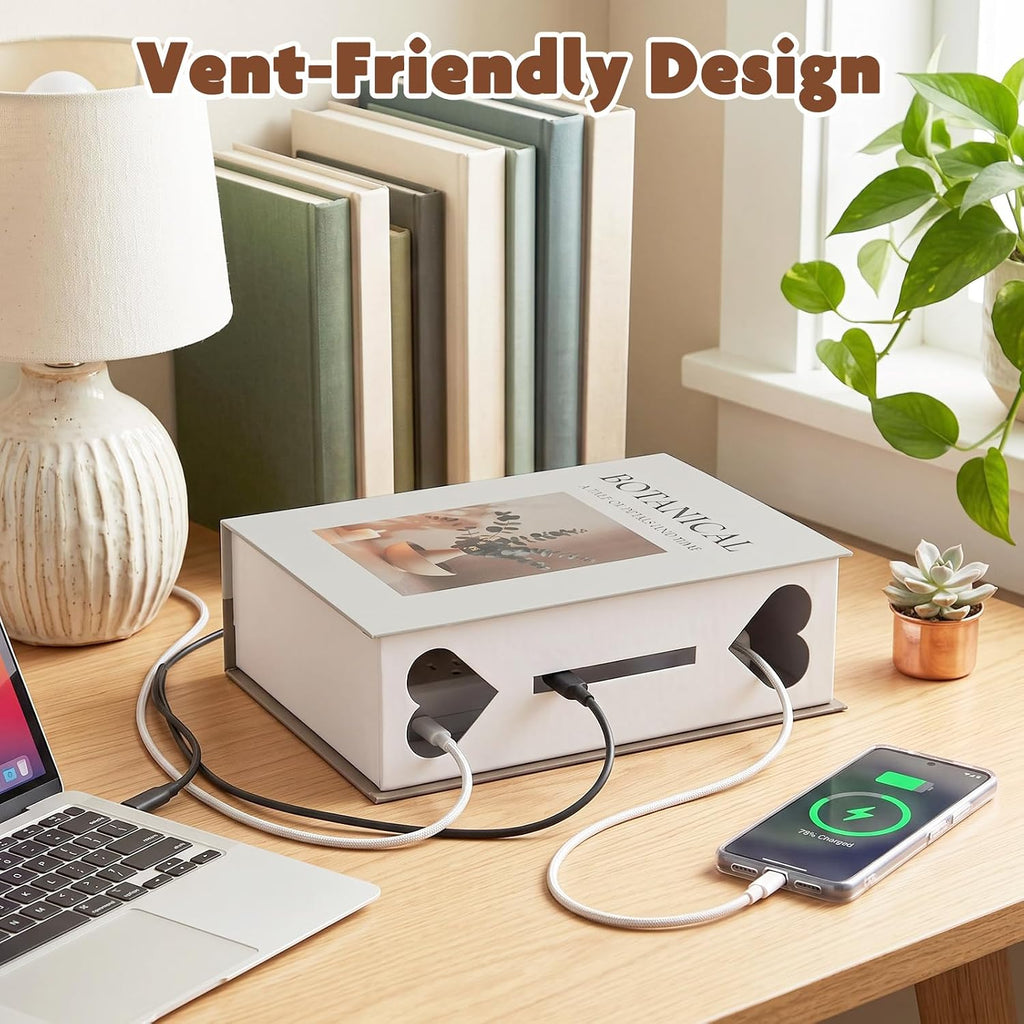 Book Shape Decorative Cable Management Box, Botanical