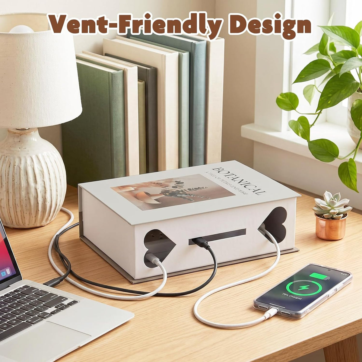 Book Shape Decorative Cable Management Box, Botanical