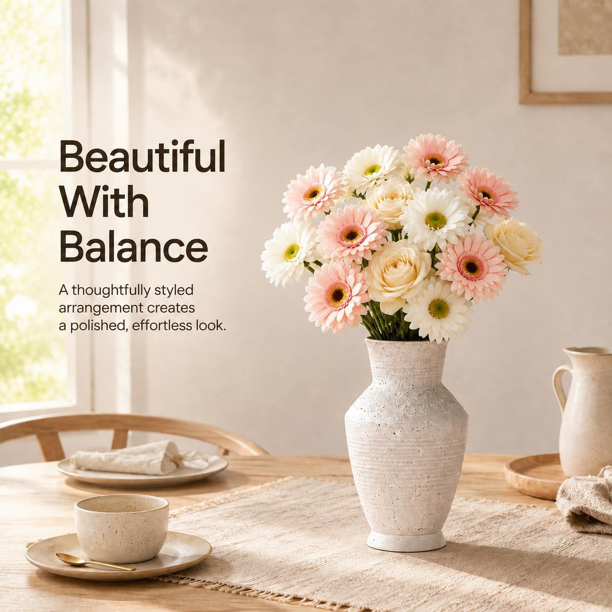 Nawaza Ceramic Flower Vase Small Farmhouse Table Decor Vase White V11