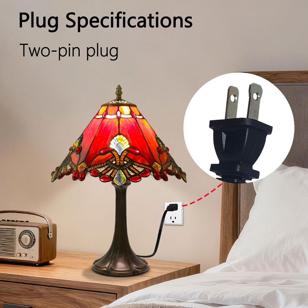 Tiffany Style Lamp,Red,Remote Brightness & Temp Control,12 Inch