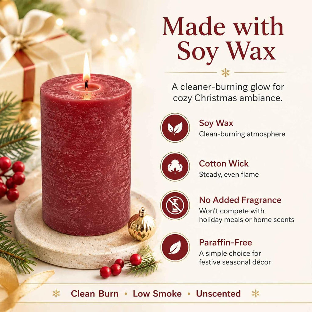 Red Pillar Candles 6 Pack, 2.8 x 4 Inch Unscented Soy Wax Candles