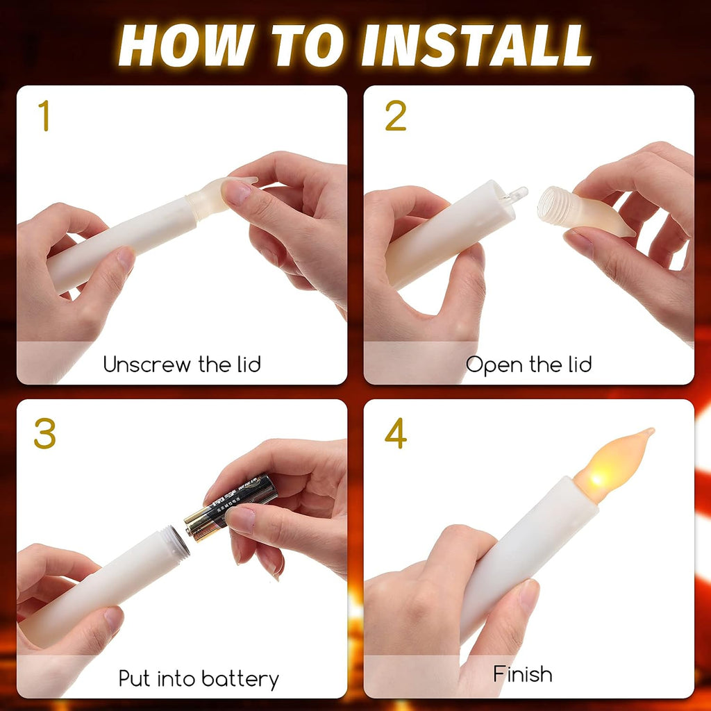 Honoson 36 Pcs Flameless LED Taper Candles Battery Operated,Ivory