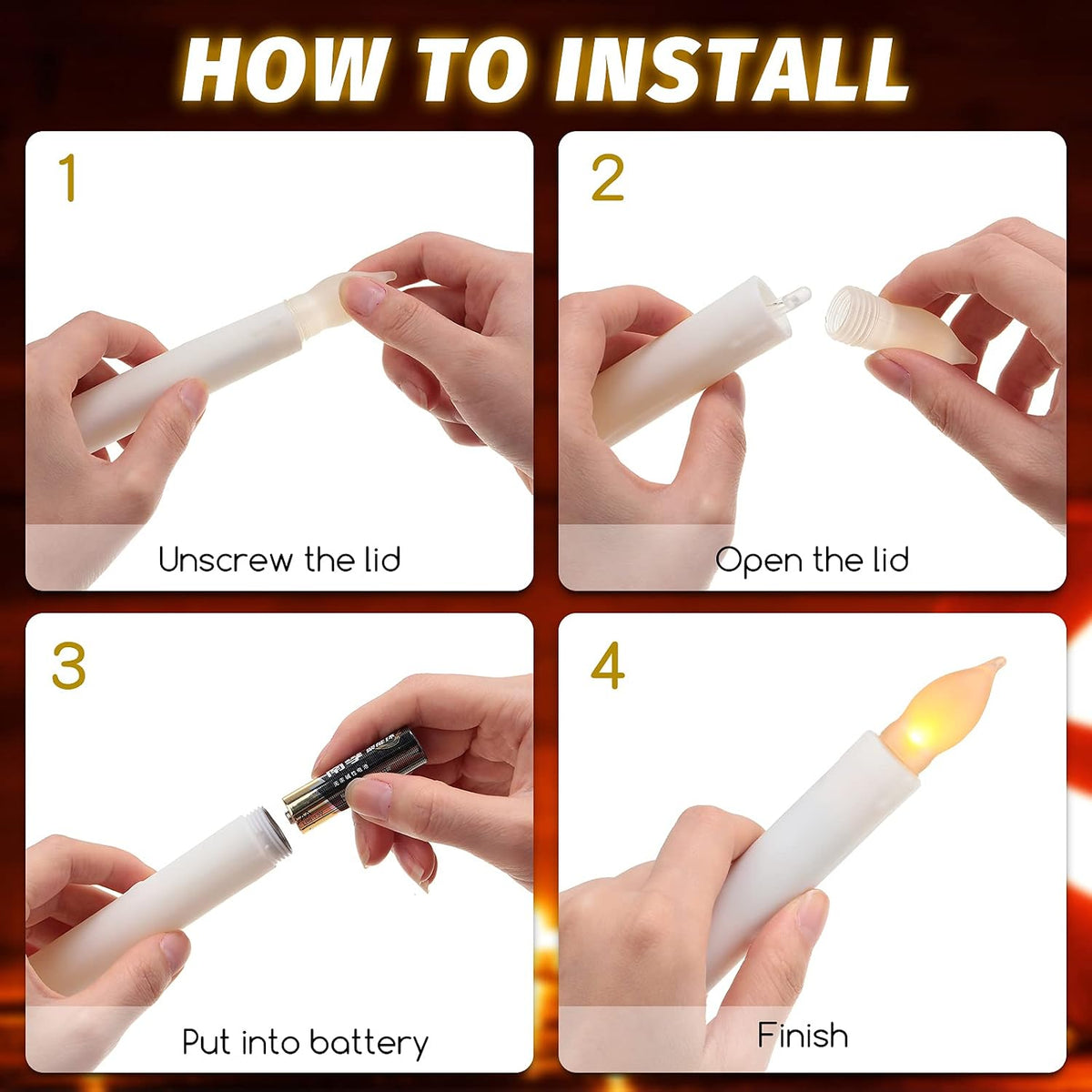 Honoson 36 Pcs Flameless LED Taper Candles Battery Operated,Ivory